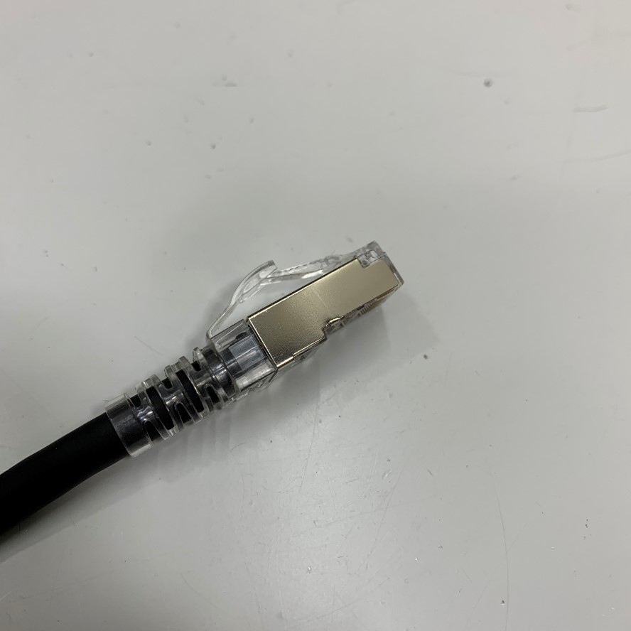 Cáp Mạng Công Nghiệp CAT5E Shielded Cable Industrial Ethernet RJ45 Gigabit Lan Network S/FTP PVC Black 24AWG Dài 1M 3.3ft For Servo, PLC, HMI, Ethernet Network Cable