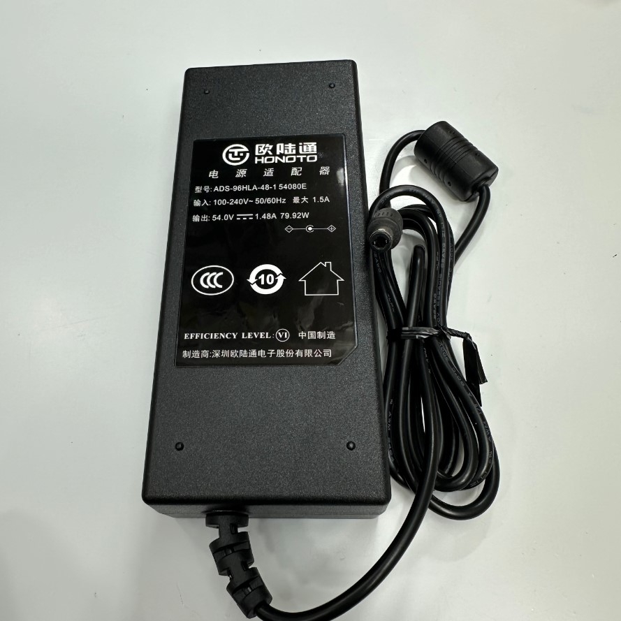 Adapter 54V 1.48A 80W HONOTO IEC C14 Plug Switching Connector Tip Size 5.5mm x 2.5mm For POE Power Supply
