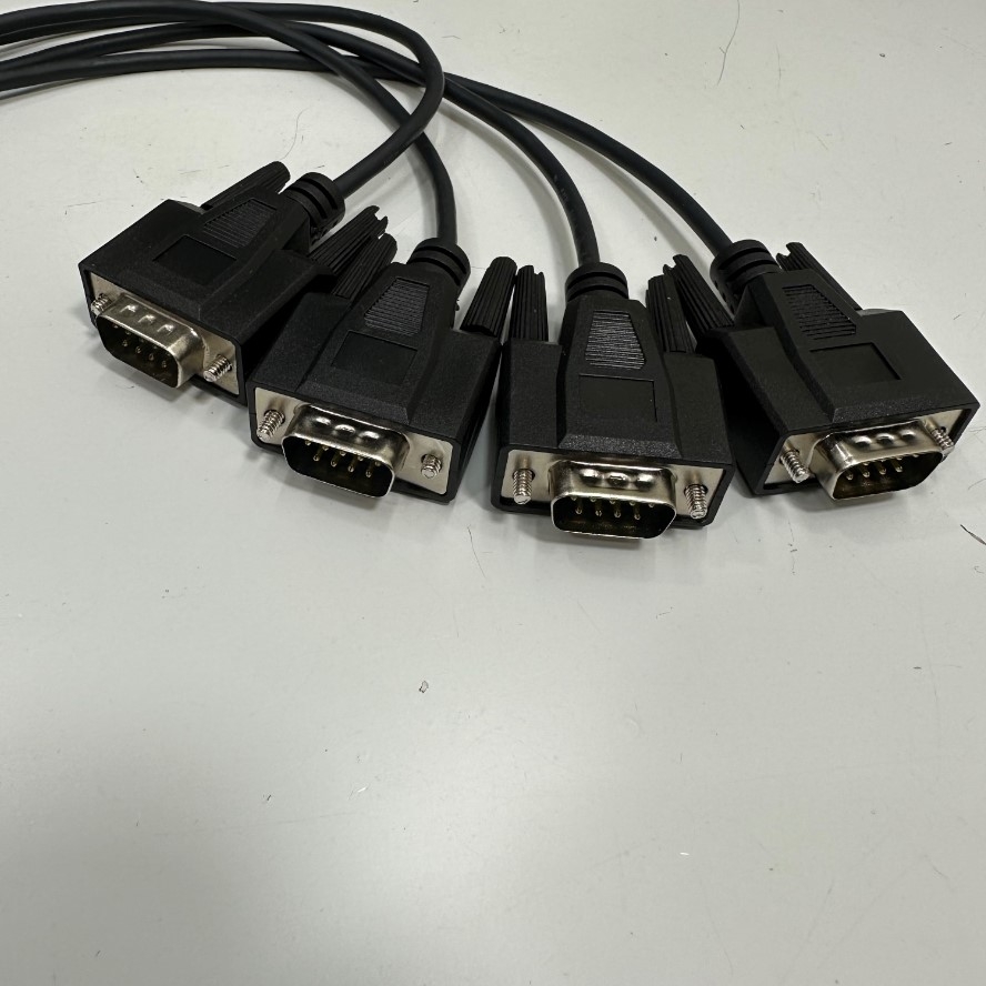 Cáp Serial RS232 DB9 Y Splitter Shielded Cable DB9 Female to 4 DB9 Male Serial Splitter Adapter Straight Through Black Length 0.3M