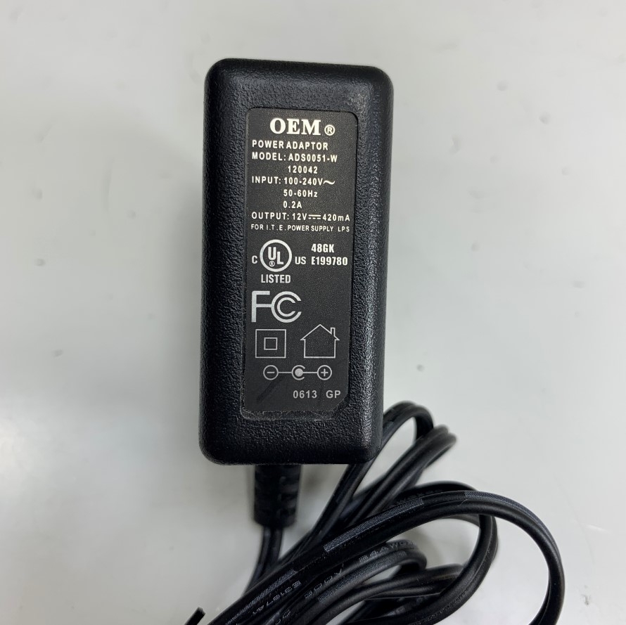 Adapter 12V 0.42A OEM ADS0051-W 120042 Connector Tip Size 5.5mm x 2.1mm For Converter Current Loop icCL