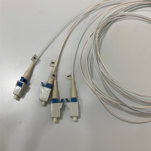 1x4 Fiber Ribbon Fibers Pigtail LC Single Mode OD 0.9mm White SM LC/UPC 4 Meter Pigtail Fanout Kit