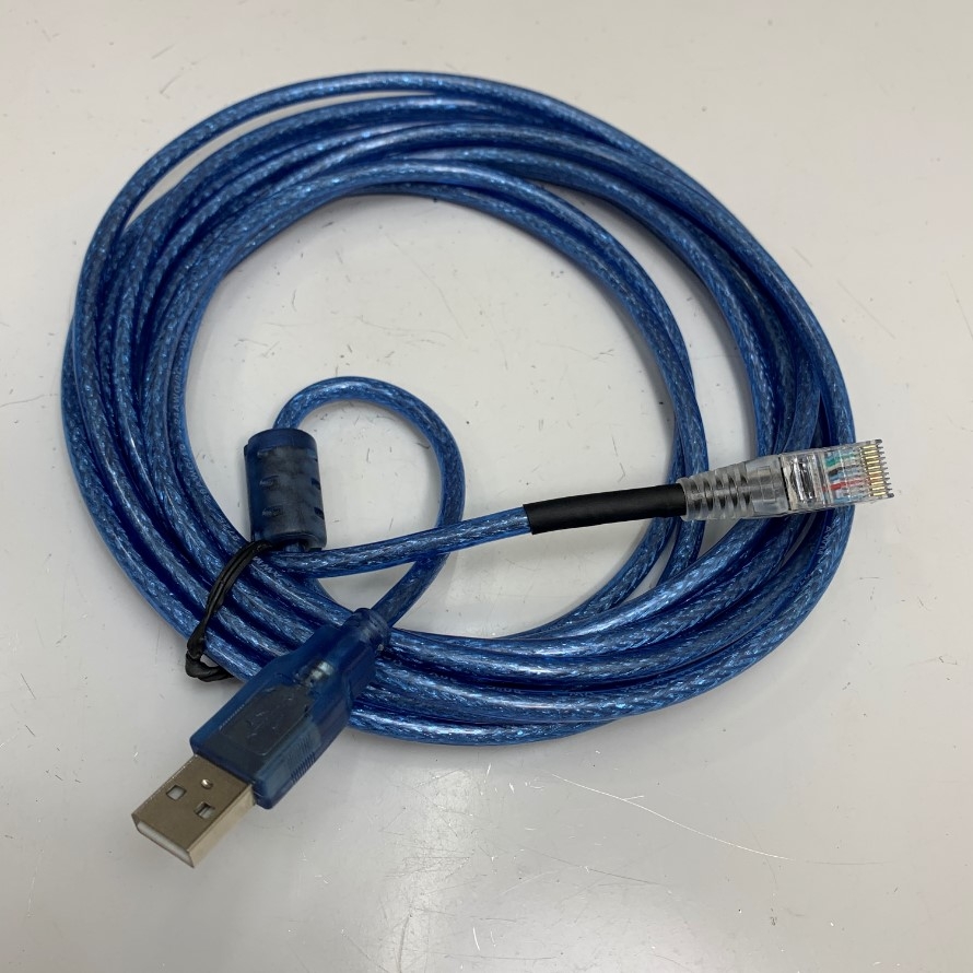 Cáp 5M 17ft CAB-412 Datalogic USB Communication Cable RJ50 10 Pin 10P10C to USB 2.0 Type A Male For Barcode Scanner Datalogic Gryphon GD4400-B / TD1100 / QD2400 / QD2131