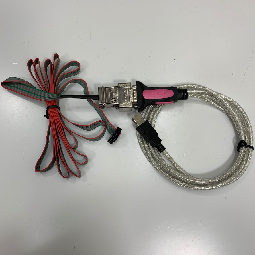 Combo USB to RS232 FTDI Chipset Converter + RS232 DB9 Female to IDC 10 Pin Cable Dài 3.5M For Algol Handy Digital Force Gauge HF Series witch Computer