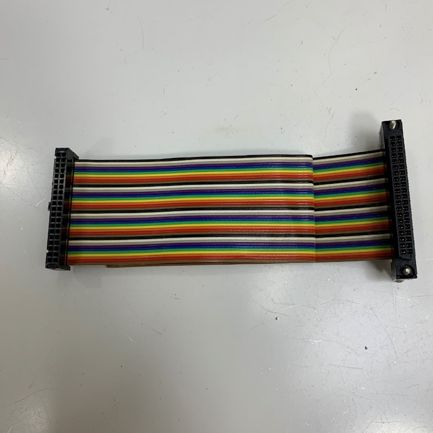 Cáp Original A6CON1 40 Pin to IDC 40 Pin FC 2*20 Pitch 2.54mm Connector Cable Flat Ribbon Data Rainbow Color Dài 38Cm For PLC I/O Cable Control Mitsubishi Q Series witch Terminal Board