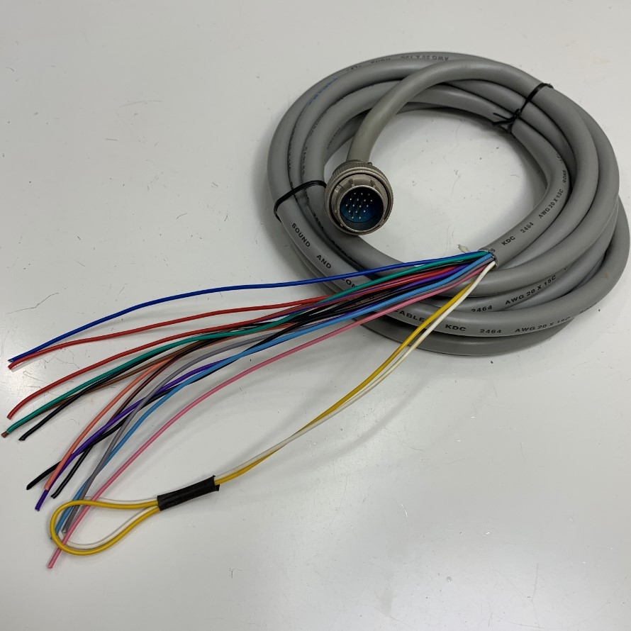 Cáp SAM WOO 21-16 16 Pin Male Connector to 15 Core Bare Wire Open End Dài 3.3M 11ft Cable Sound & Control KDC 2464 AWG20 x 15C OD 11mm For Servo Motor J36