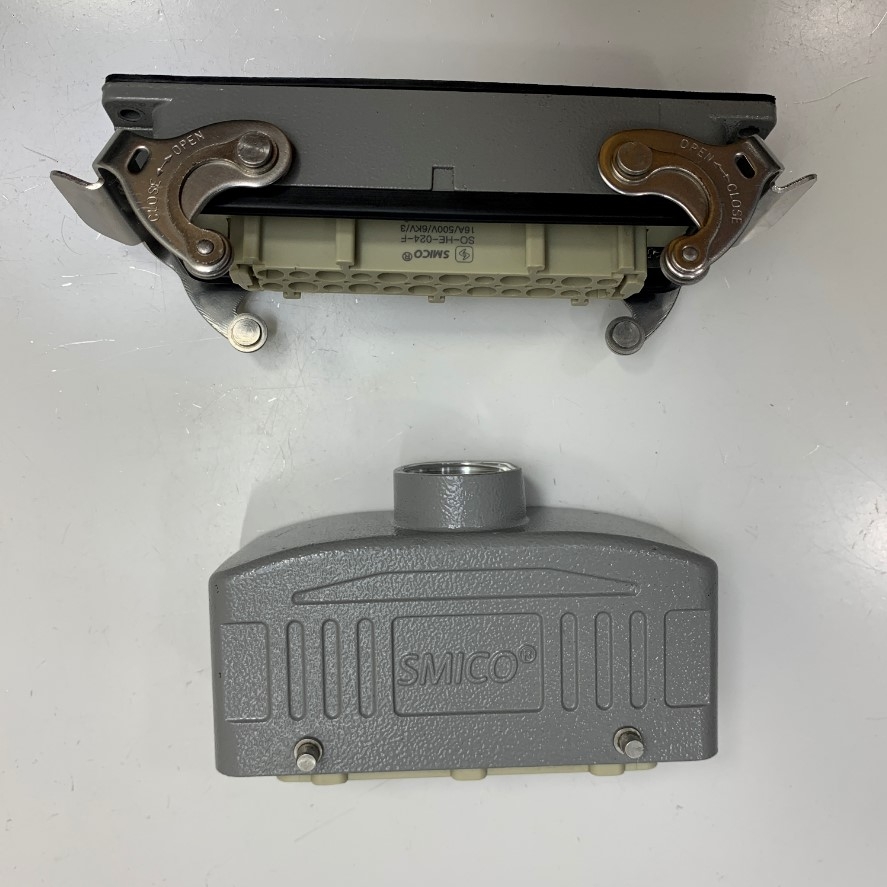 Đầu Nối Điện Công Nghiệp 24 Pin 16A 500V 6KV3 Smico SO-HE-024-F + Smico SO-HE-024-M Module Heavy Duty Connector