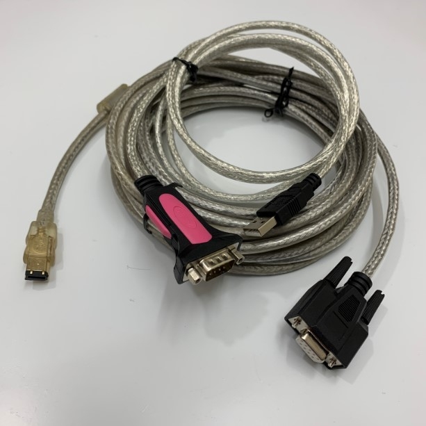 Combo Cáp Lập Trình Delta USB-ASDA-B2 Servo Drive Programming Cable Dài 2.5M + USB to RS232 Z-Tek For Tải Dữ Liệu Cho Hệ Thống Delta Servo