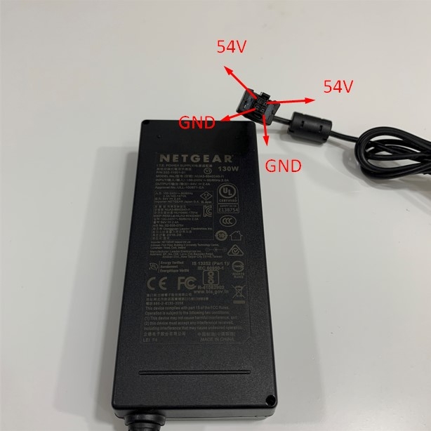 Adapter 54V 2.4A 130W NETGEAR Connector Size Molex 4 Pin For Thiết Bị Mạng Switch HPE Aruba HP - J9774A HP - J9780A HP - J9982A PoE+ Switch 8 Ports