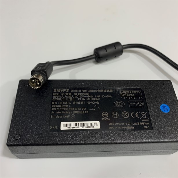 Adapter 24V 5A 120W SMPS SM-241200BB IEC C14 Connector Size 4 Pin Mini Din 10mm