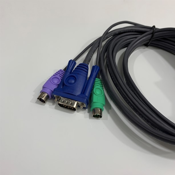 Cáp Điều Khiển 3-in-1 VGA/PS/2 KVM Switch Cable 1.8M VGA HDB 15-Pin Male to Male