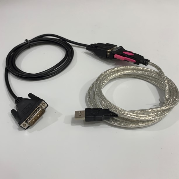Bộ Combo Cáp Lập Trình IC690ACC901 RS232/RS422 Adapter PLC Programming Cable 1.5M Và USB to RS232 Z-TEK For PLC GE Fanuc Series 90-30 to Computer