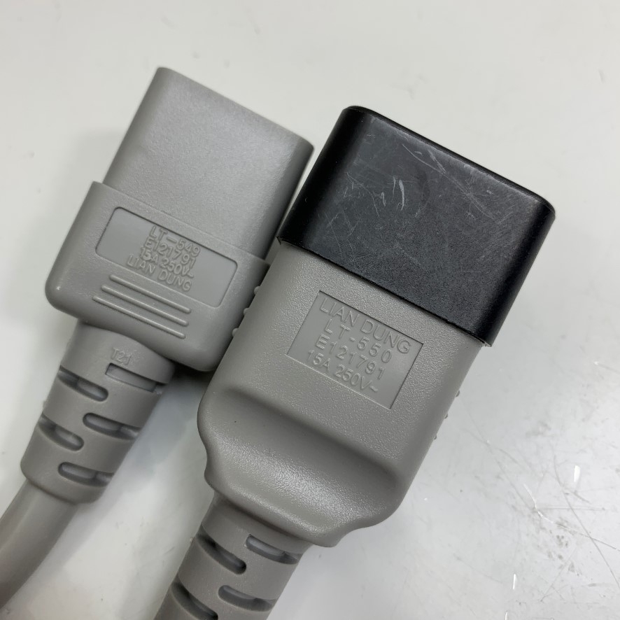 Dây Nguồn APC Extension Cabinet Jumper Power Cord C19 to C20 3.3Ft Dài 1M 16A 250V 14AWG 3x2.08mm² Cable OD 9.5mm Conditions 105°C LIAN DUNG Gray AP9877 in Taiwan