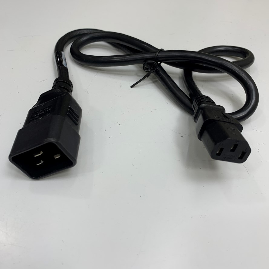 Dây Nguồn APC Extension Cabinet Jumper Power Cord C20 to C13 3.3Ft Dài 1M 16A/10A  250V 14AWG 3x2.08mm² Cable OD 9.5mm Conditions 105°C LIAN DUNG Black AP9879 in Taiwan