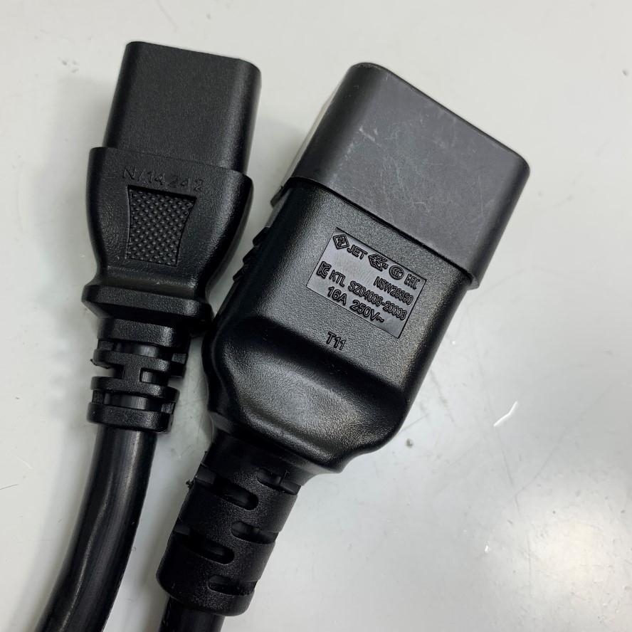Dây Nguồn APC Extension Cabinet Jumper Power Cord C20 to C13 3.3Ft Dài 1M 16A/10A  250V 14AWG 3x2.08mm² Cable OD 9.5mm Conditions 105°C LIAN DUNG Black AP9879 in Taiwan