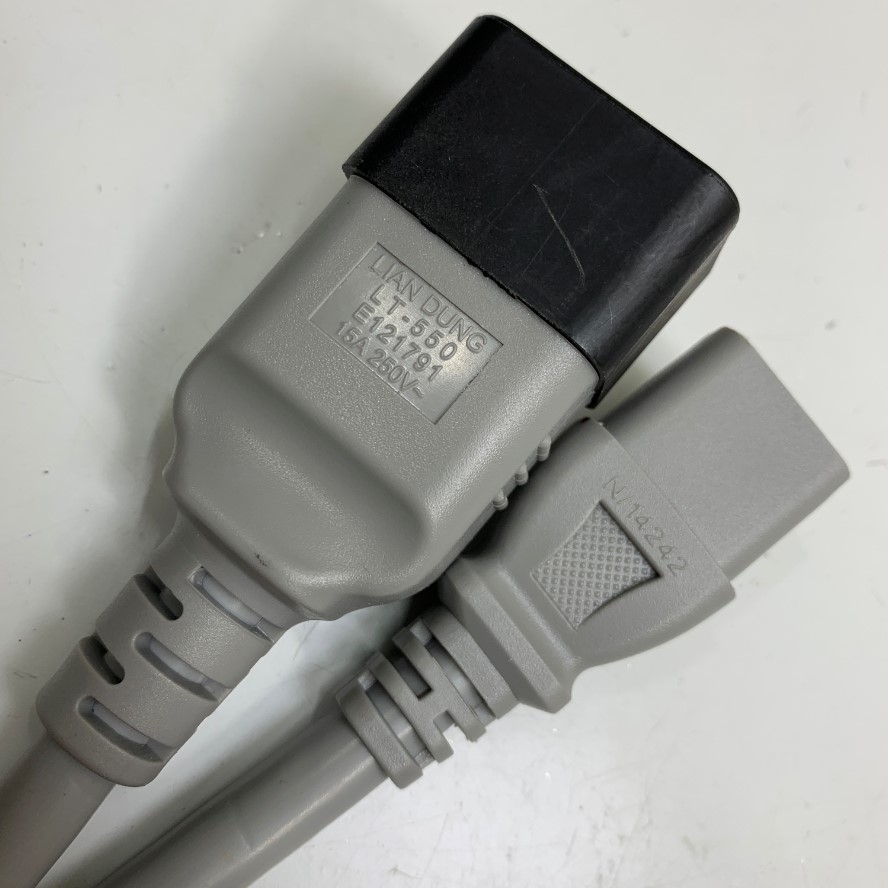 Dây Nguồn APC Extension Cabinet Jumper Power Cord C20 to C13 3.3Ft Dài 1M 16A/10A  250V 14AWG 3x2.08mm² Cable OD 9.5mm Conditions 105°C LIAN DUNG Gray AP9879 in Taiwan