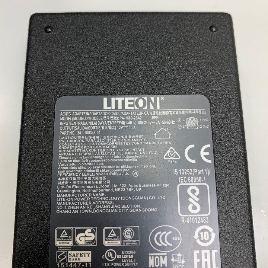 Adapter 12V 5.5A 66W LITEON PA-1660-2SA2 Connector Size 4 Pin ATX Molex For SCADA Firewall Cisco ASA5506-X, ASA5506H-X, ASA5506W-X, ASA5508-X, and ASA5516-X