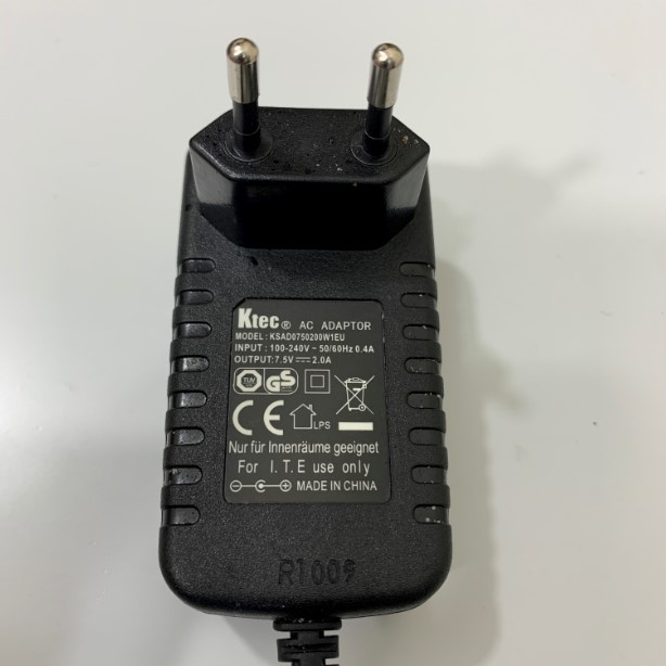 Adapter OEM PW-C0725-W2-B Dùng Cho Máy In Nhiệt 7.5V 2A Ktec Connector Size 5.5mm x 2.5mm DC + C – For Printer Seiko DPU414 DPU-414 Series