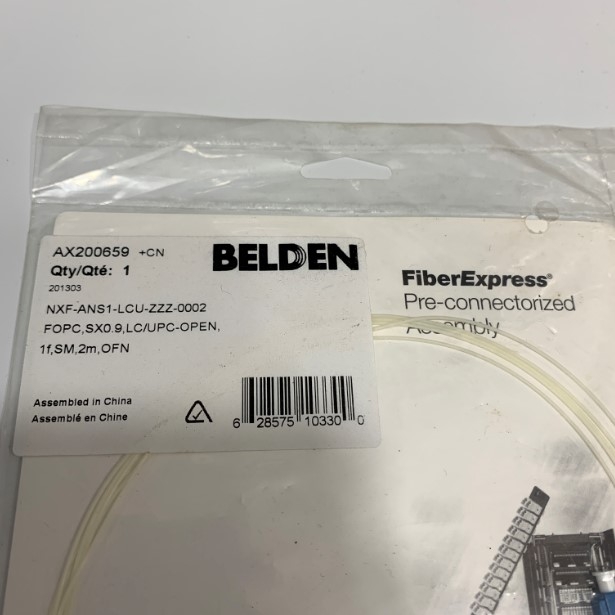 BELDEN AX200659 Fiber Ribbon Fibers Pigtail LC SM OS2 Single Mode OD 0.9mm White SM LC/UPC 2 Meter