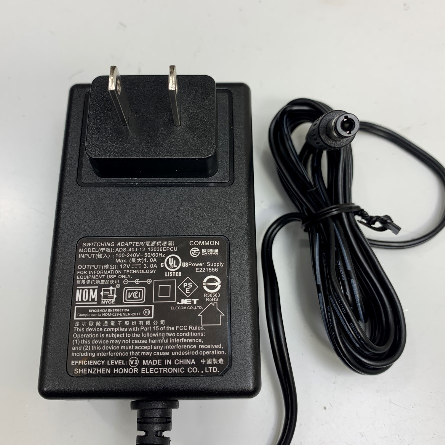 Adapter 12V 3A 36W SHENZHEN ADS US Plug 100-240V Connector Size 5.5mm x 2.5mm For Màn Hình Led VSP 22 inch V2205H Monitor Computer