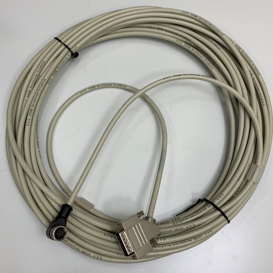 Cáp Điều Khiển Connector M12 8 Pin A-Code Female 90 Degree to DB15 Male Dài 20M 66ft Shielded Cable 4x2x0.14 mm² OD 6.5mm Gray For Siemens Simatic Industrial, Cognex Industrial Barcode Camera Reader