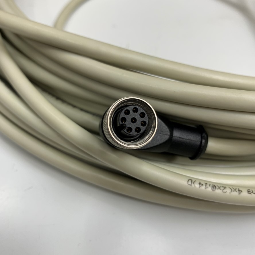 Cáp Điều Khiển Connector M12 8 Pin A-Code Female 90 Degree to DB15 Male Dài 20M 66ft Shielded Cable 4x2x0.14 mm² OD 6.5mm Gray For Siemens Simatic Industrial, Cognex Industrial Barcode Camera Reader