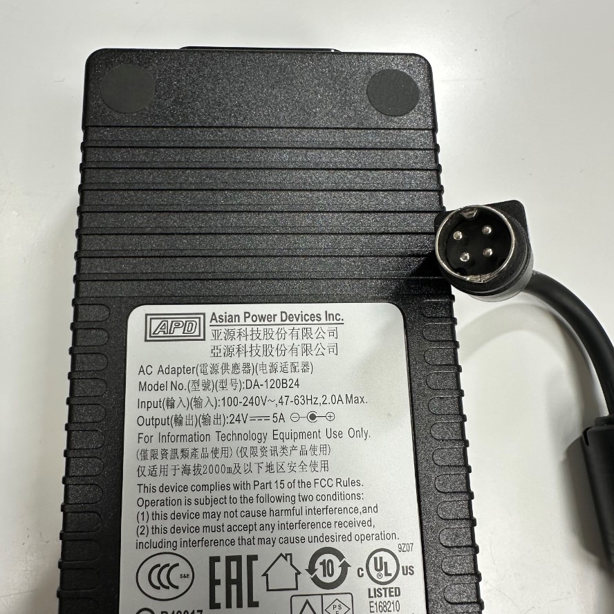 Adapter 24V 5A 120W APD Connector Tip Size 4 Pin Mini Din 10mm Plug