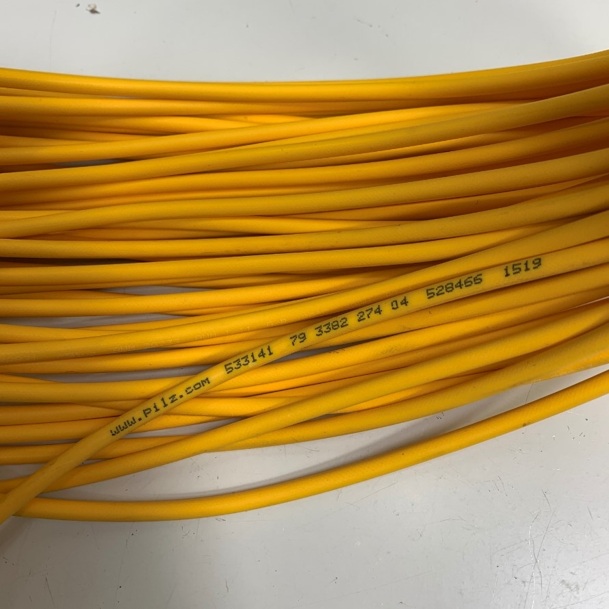 Cáp Điều Khiển Connector M8 4 Pin Female K-Coded to 4 Core Bare Wire Open End Dài 30M 90ft Cable Pilz E33141 4x0.25mm² OD 5.0mm Colour Yellow in Germany