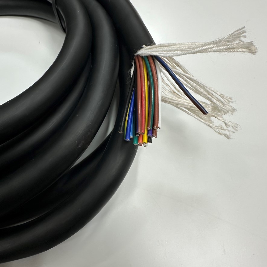 Cáp 2.6M 8.7ft Flexible Cable Signals Data And Power AMP Metal Shell DB25 Female to 25 Core OD 11mm Black 25x0.35mm² 22AWG 80℃ 300V Triumph Cable For Power I/O Servo Drive and Laser Marker Controller