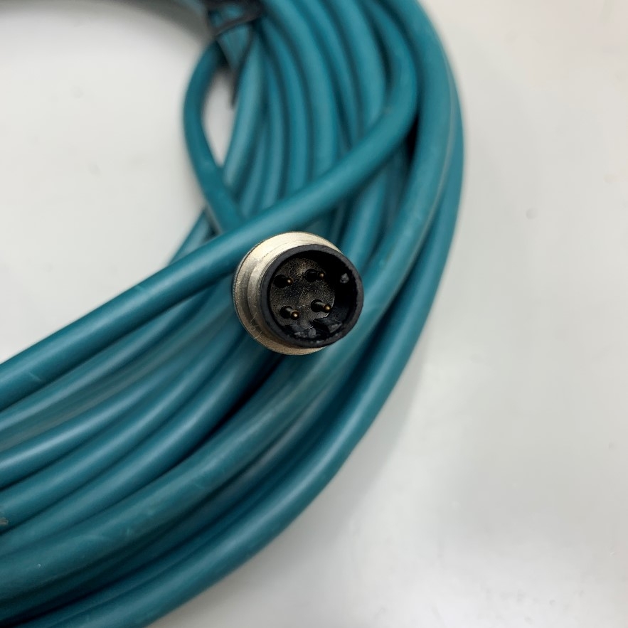 Cáp Cable M12 4 Pin D-Code Male Connector to 4 Core Open End Dài 14.5M 48ft Shielded Cable For Industrial Ethernet Communication