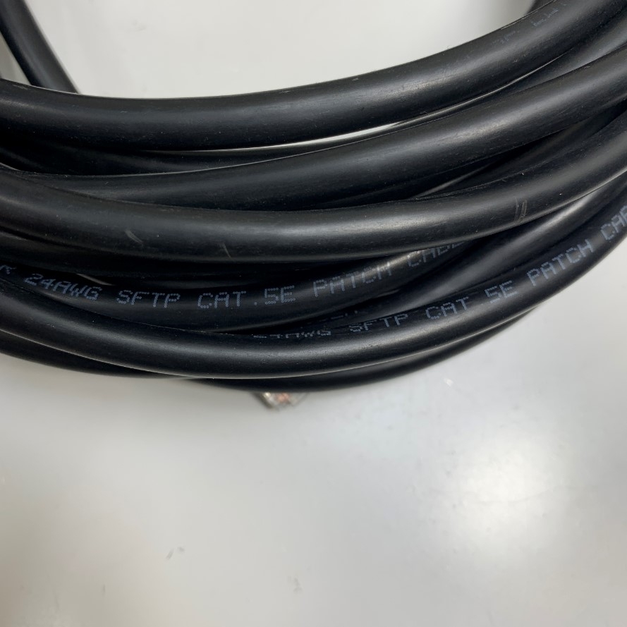 Cáp Mạng Công Nghiệp Dài 20M 66ft CAT5E Shielded S/FTP Ethernet Network Gigabit LAN Network Cable RJ45 Patch Cable 4PR 24AWG Black For Servo, PLC, HMI, Ethernet Network Cable