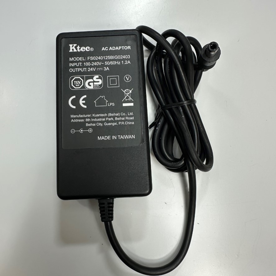 Adapter 24V 3A 72W KTEC IEC C14 Plug Connector Tip Size 5.5mm x 2.5mm
