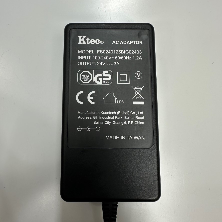 Adapter 24V 3A 72W KTEC IEC C14 Plug Connector Tip Size 5.5mm x 2.5mm