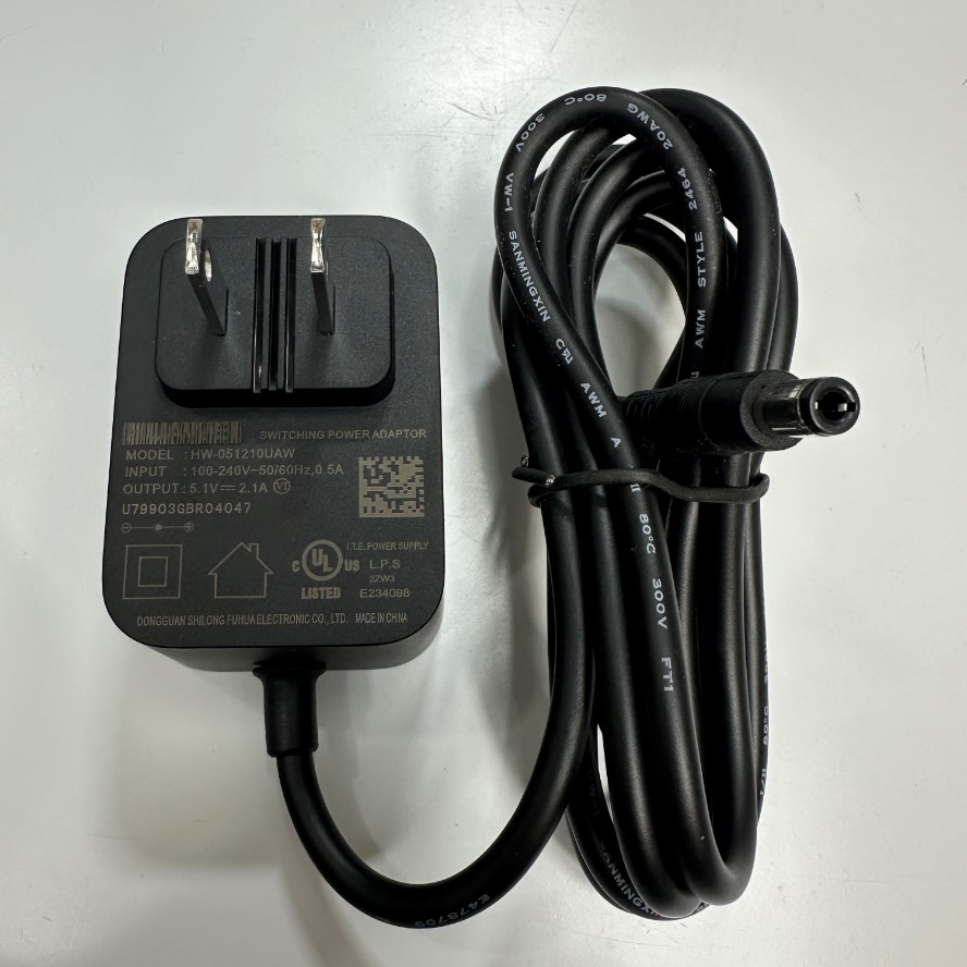 Adapter 5.1V 2.1A 10W Dongguan US Plug Connector Tip Size 5.5mm x 2.5mm For Ethernet Media Converter Network, IP Phone VoIP Network, Fingerprint Time Clock