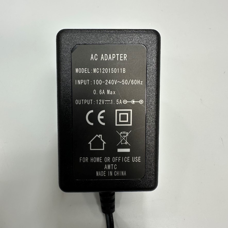 Adapter 12V 1.5A 18W AMTC EU Plug Connector Tip Size 5.5mm x 2.1mm For Network Switch, Camera Industrial Digital