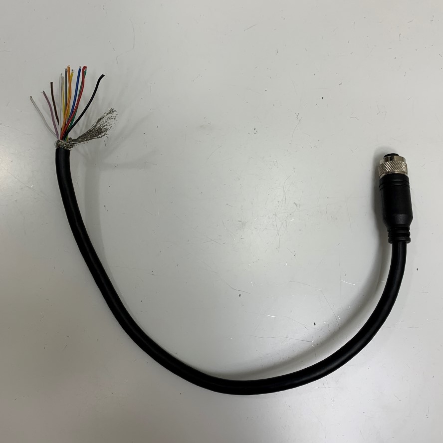 Cáp Điều Khiển CCBl-05-01 Dài 38Cm 1.2ft I/O Trigger Power 24V+I/O+RS-232 Cable M12 A-Code 12 Pin Female to 12 Core Bare Wire Open End For Cognex Industrial Barcode Camera Reader