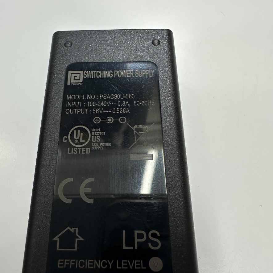 Adapter 56V 0.536A 30W Phihong PSAC30U-560 IEC 320-C14 Plug  Connector Tip Size 5.5mm x 2.1mm Switching Power Supply For PoE Switch
