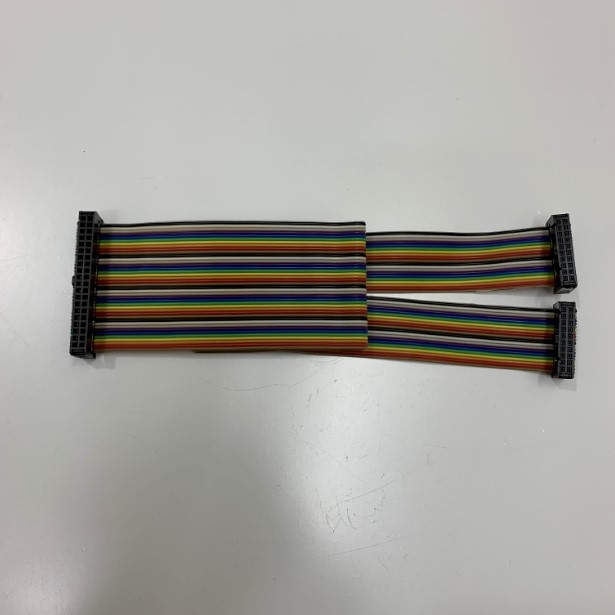 Cáp Điều Khiển UC-ET010-24C 3.3ft Dài 1M Flat Ribbon Rainbow Cable IDC 40 Pin 2.54mm to Y Splitter 2 IDC Flat Ribbon 20 Pin For Module I/O Delta DVP32SM11N Với UB-10-OR16A