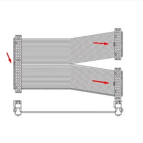 Cáp Điều Khiển UC-ET010-24C 3.3ft Dài 1M Flat Ribbon Rainbow Cable IDC 40 Pin 2.54mm to Y Splitter 2 IDC Flat Ribbon 20 Pin For Module I/O Delta DVP32SM11N Với UB-10-OR16A