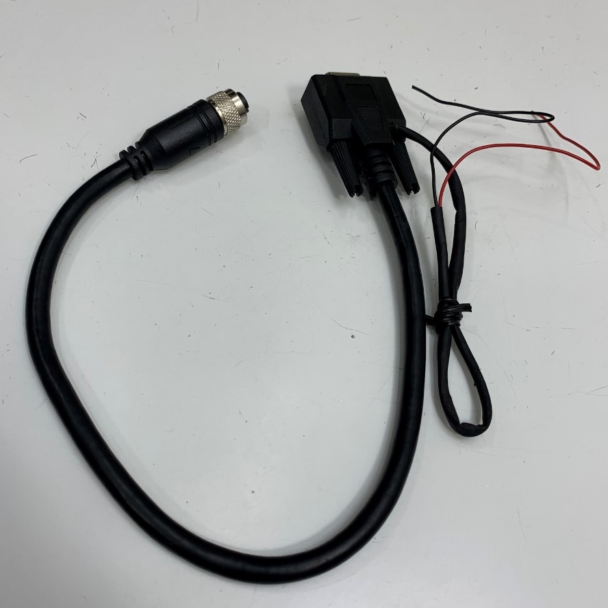 Cáp Điều Khiển CCBL-05-01 Dài 38Cm 1.2ft Cable M12 A-Code 12 Pin Female to DB9 Female RS232 Serial + DC Power Supply Extension Cable For Cognex Industrial Barcode Camera Reader