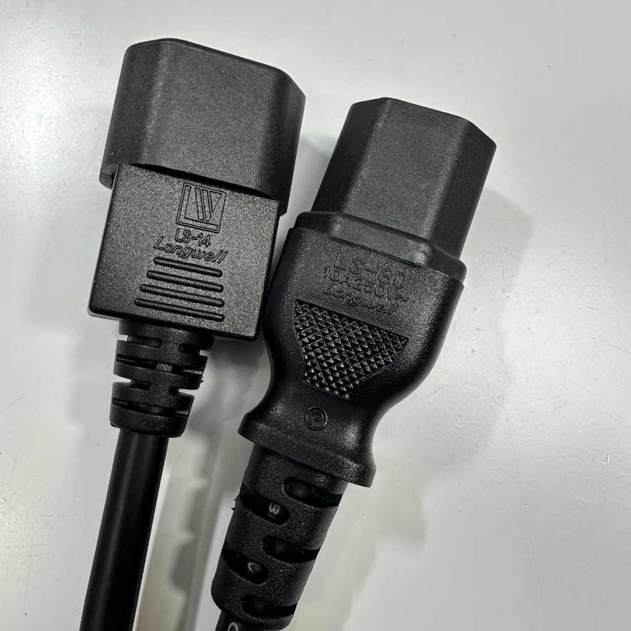Dây Nguồn 4M 13.3ft Longwell AC Power Cord IEC-320 C13 to C14 10A 250V 18AWG 3x1.0mm² Cable For Rack PDU UPS APC witch Server, Network Switch
