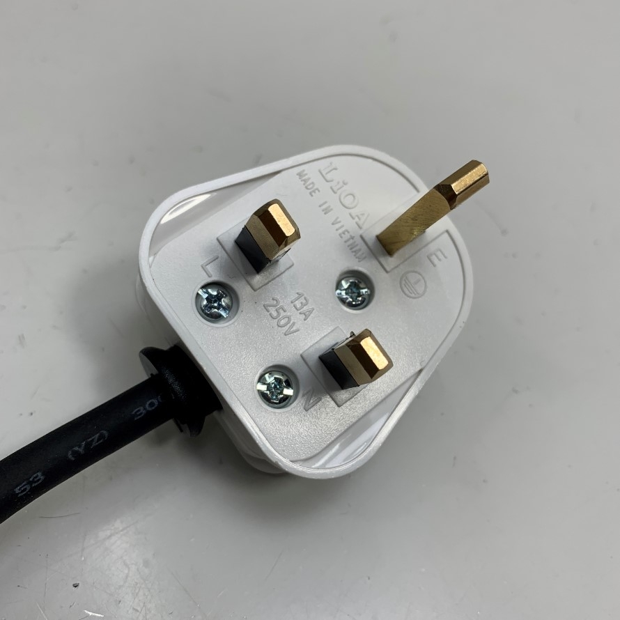 Dây Nguồn 2.5M 8.3ft Power Cord UK BS1363 Plug to C15 Fused 13A Plug 10A 250V 18AWG 3x1.0mm² UL Cable OD 7.5mm For Switch Cisco Nexus, Cisco Catalyst Networking Switch