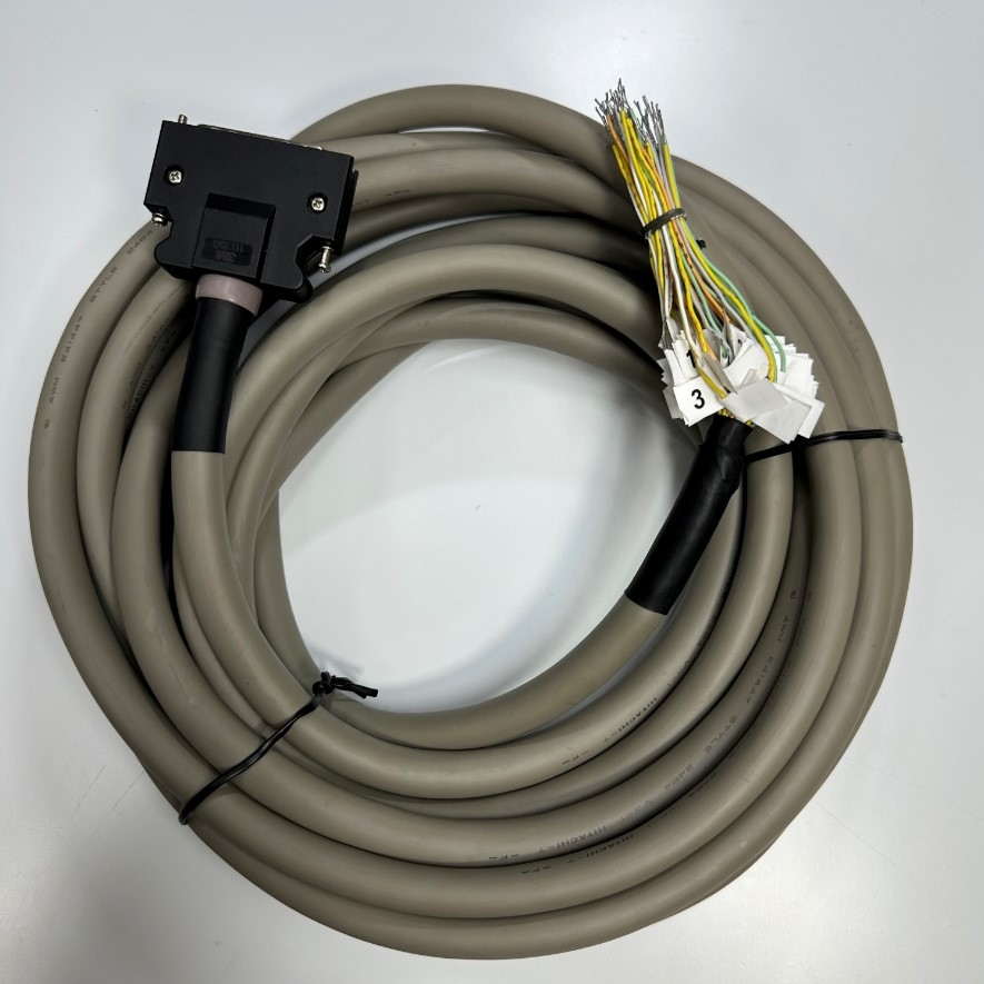 Cáp 6.5M 21.7ft Panasonic DV0P4360 CN1 A5 A6 Series X4 Servo Driver I/O Control Line MR-J3CN1 Signal Cable Hitachi E41447 Shielded Connector MDR 50 Pin Male to 50 Core Ends OD Ø 13.5mm Gray