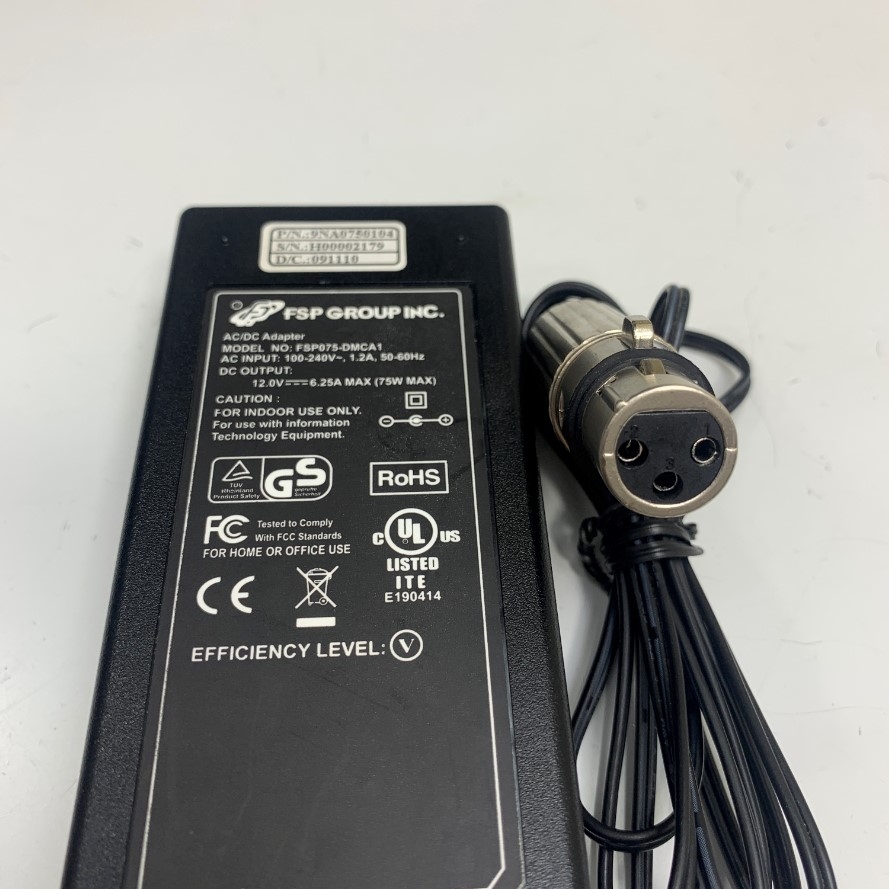 Adapter 12V 6.25A FSP OEM Minitube 09257 Connector Size XLR Jack Canon 3 Pin Female For Bình Giã Đông Tinh Trùng Bò Thawing device MT 30/54