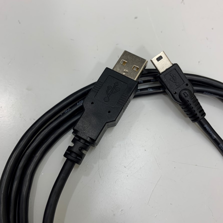 Cáp 1.3M OEM Thay Thế 2-5150-12 Cable USB 2.0 Type A to Mini USB 5 Pin 480Mbps Shielded Black For Máy Đếm Hạt Tiểu Phân Cầm Tay CEM DT-9880 Handheld Particle Counter witch Computer Data Transfer Cable