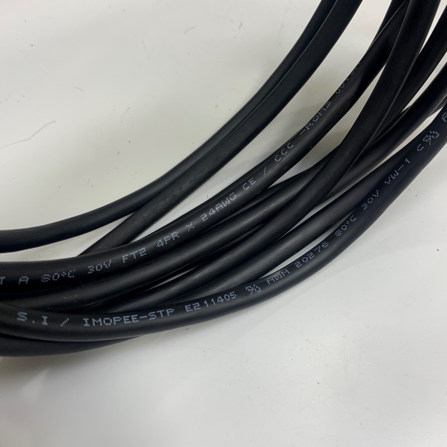 Cáp OEM OP-88665 Keyence M12 X-Coded 8 Pin Male to RJ45 Gigabit Ethernet Interface CAT5E Shielded Cable Dài 5M 17ft For Keyence SR-750 SR-650 Code Reader, Cognex Camera Industrial