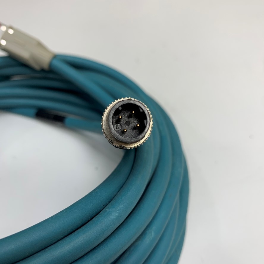 Cáp M12 Ethernet Cable D-Code 4 Pin Male to RJ45 Connector High Flex CAT5E Shielded Dài 3M 10ft For NovAtel Smart7 Wi-Fi and Ethernet Smart GNSS Antenna Cable