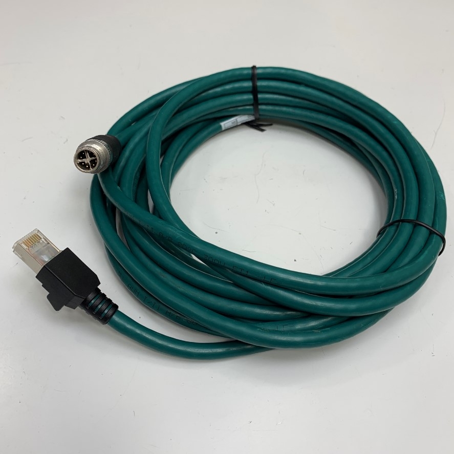 Cáp Điều Khiển CCB-84901-2001-05 Dài 5M 17ft Cable M12 X-Code 8 Pin Male to RJ45 Shielded E258652 AWM Style 2464 AWM I/II A/B 80C 300V For Cognex Industrial Camera Flexible Gigabit Network