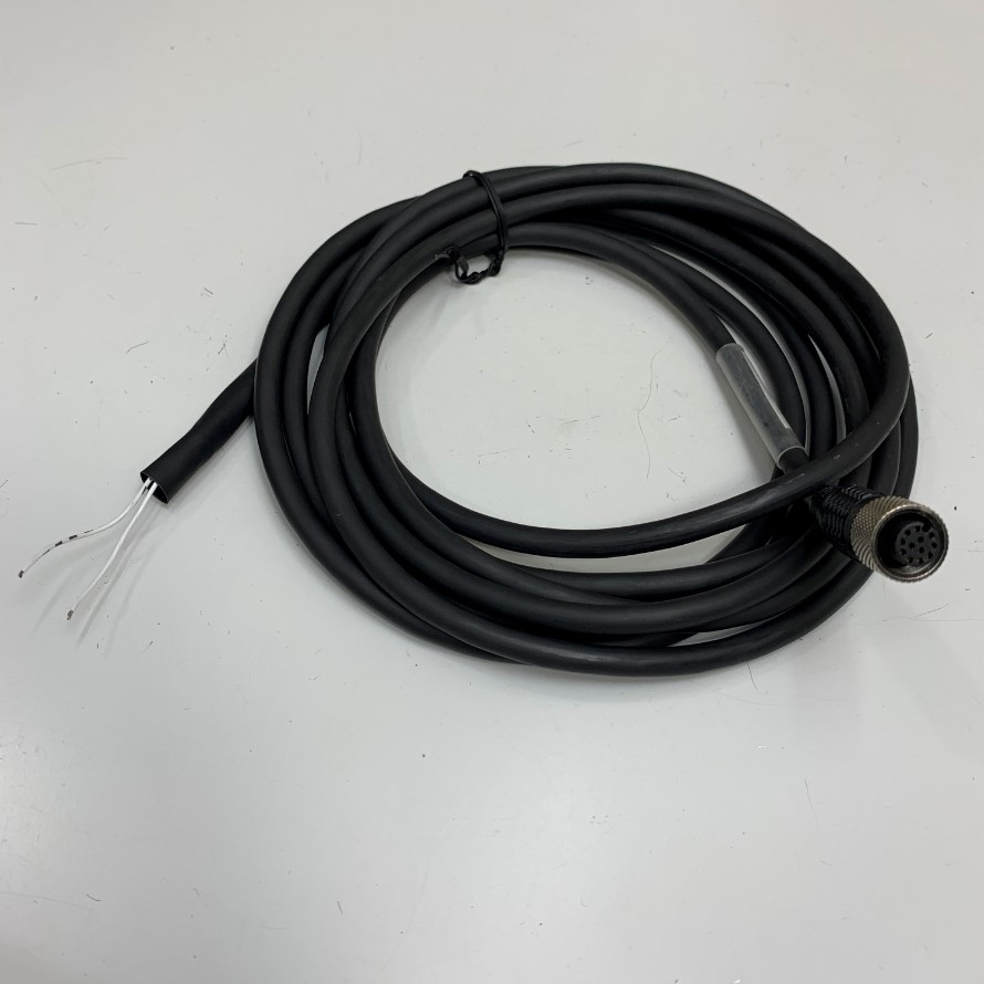 Cáp DM300-M12I/0-F12SR-3M Dài 3.2M 9.6ft Cable M12 A-Code 12 Pin Female to 2 Core Open End ILSAN E211405 105C 300V 4 Core x 0.25mm² For I/O Breakout Cable Power Supply Cognex Industrial Camera