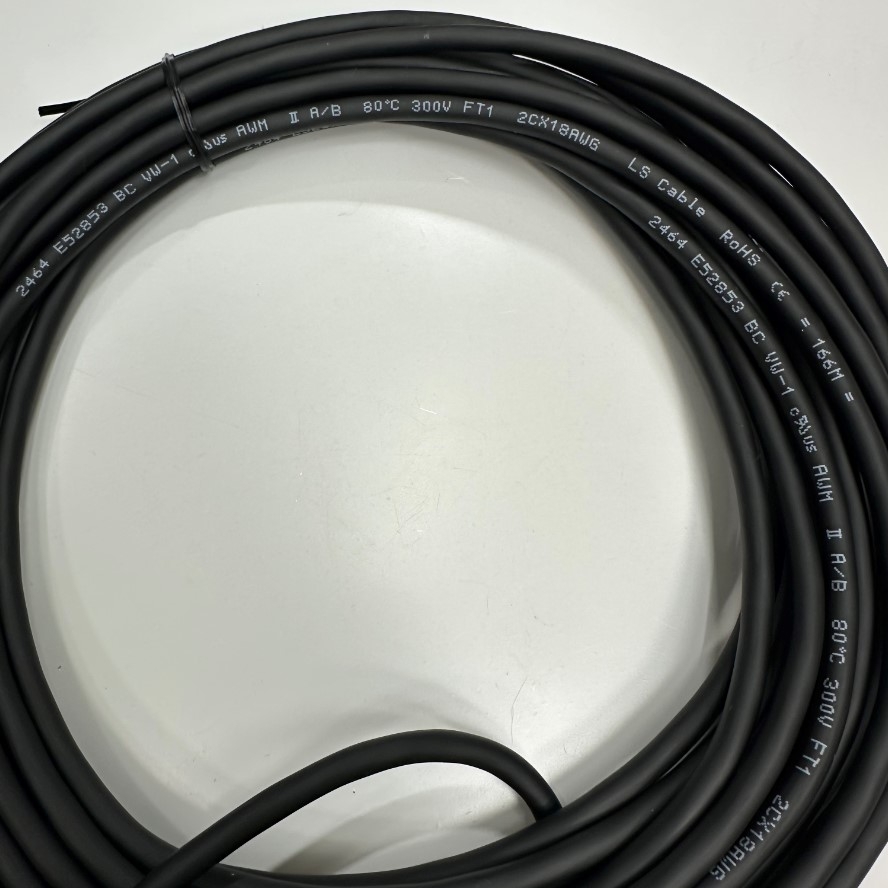 Cáp 9M 30ft DC Cable and Servo Motor Brake Power Cable LS E52853 2C x 0.75mm² 18AWG OD 6.0mm Connector 2 Core with Cosse