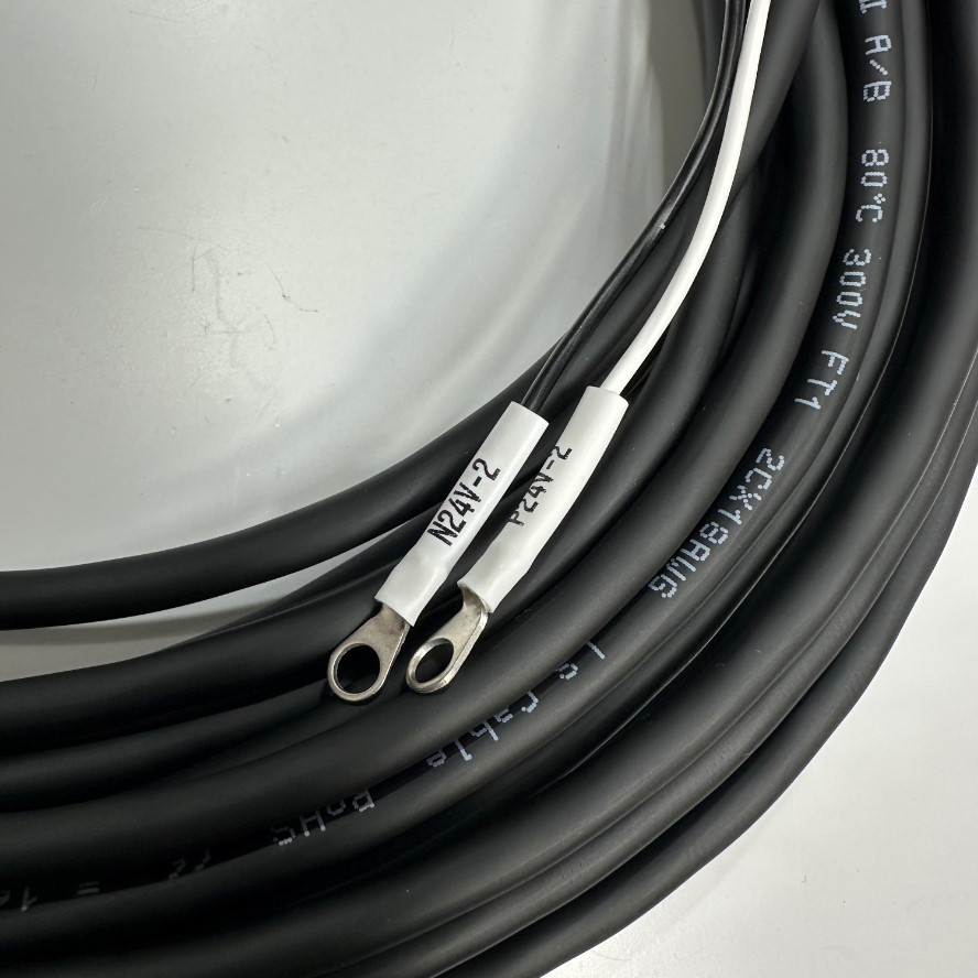 Cáp 9M 30ft DC Cable and Servo Motor Brake Power Cable LS E52853 2C x 0.75mm² 18AWG OD 6.0mm Connector 2 Core with Cosse